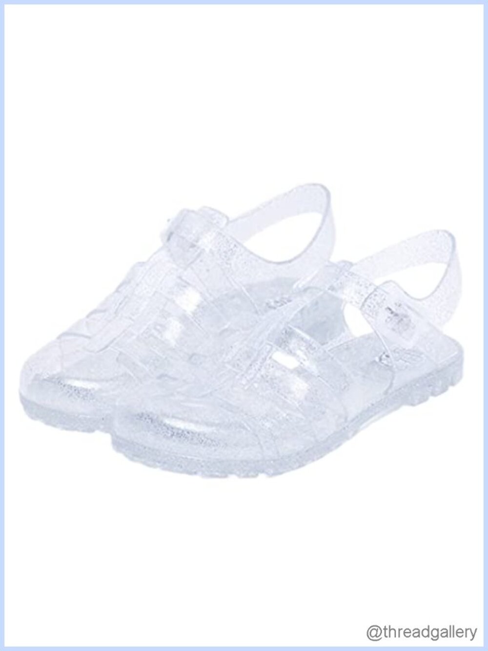 Women's Rubber Jelly Sandals T-Strap Slingback Glitter Waterproof Flat